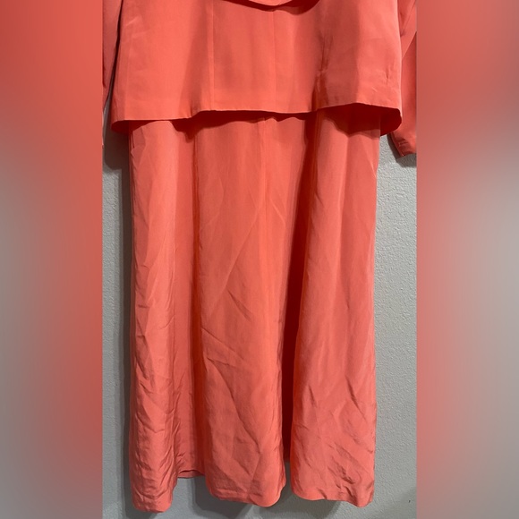 Victoria Holley size 8 Petite peach coral silk jacket dress set suit - Picture 7 of 13